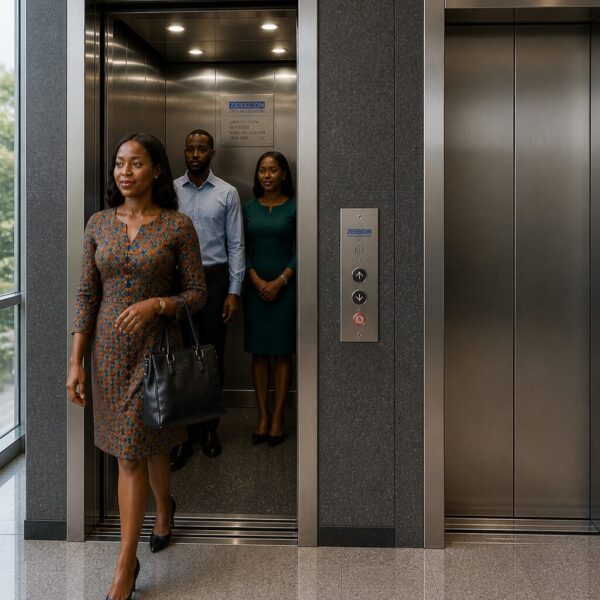 ZEECON ELEVATORS Modern elevator lobby with corporate elegance